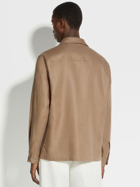 Темно-бежевая рубашка ZEGNA с накладными карманами: фото 2 - Invogue