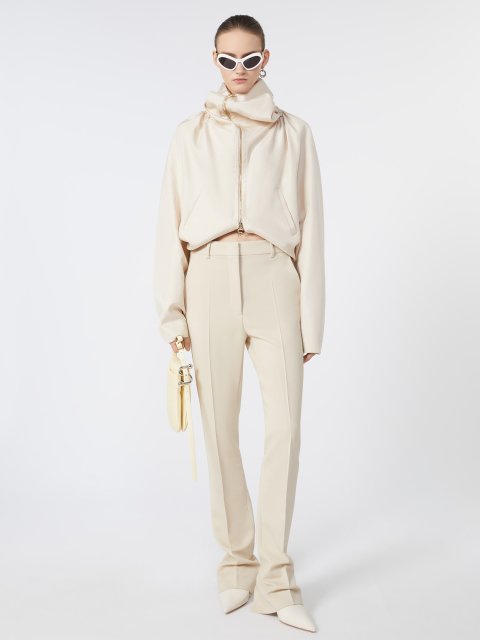 Бежевые брюки SPORTMAX из эластичной вискозы: фото 1 - Invogue