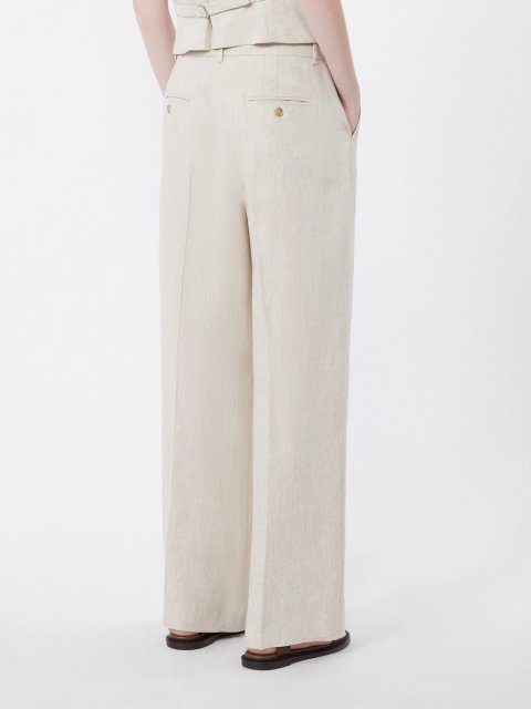 Кремові брюки зі стрілками Weekend Max Mara з льону: фото 3 - Invogue