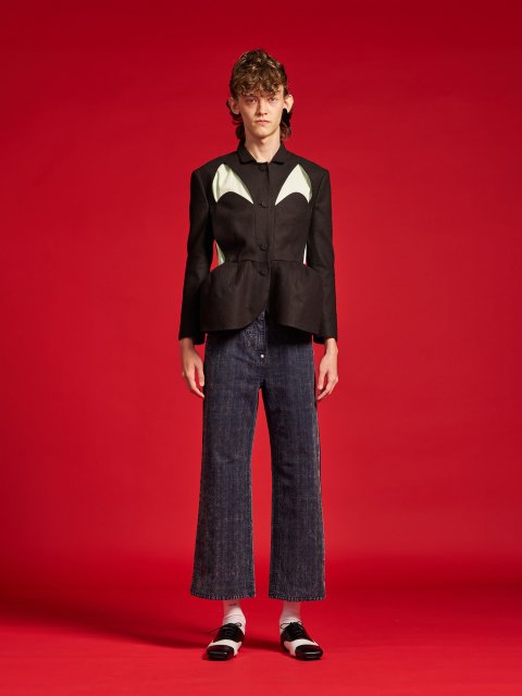 Чорний жакет Pushbutton льону та бавовни: фото 1 - Invogue