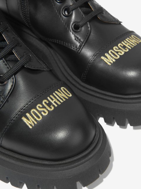 Чорні чоботи MOSCHINO зі шкіри: фото 2 - Invogue