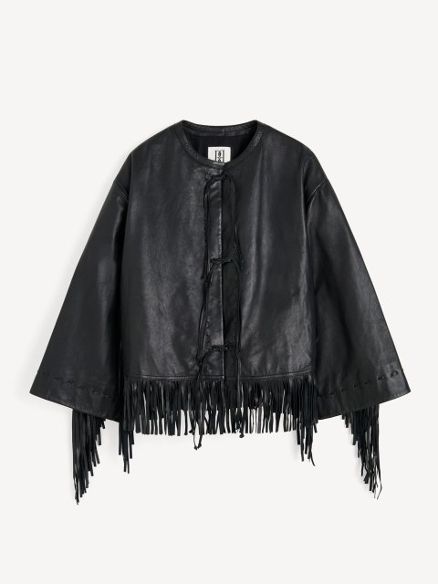Чорна куртка BY MALENE BIRGER зі шкіри: фото - Invogue