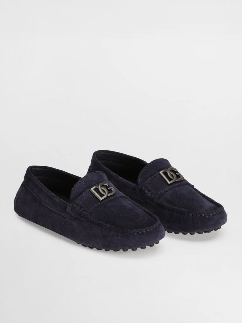 Темно-сині мокасини DOLCE&GABBANA KIDS зі шкіри: фото 1 - Invogue