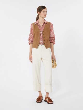Кремові брюки Weekend Max Mara з чистої бавовни: фото 1 - Invogue