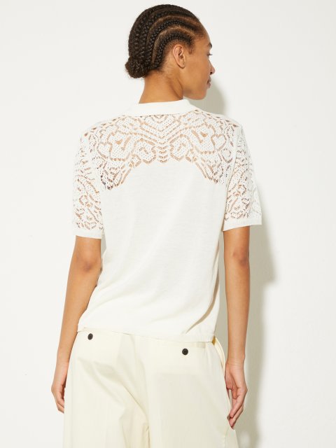 Молочна футболка Max&Co з бавовняної креп-пряжі: фото 3 - Invogue