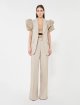 Бежевые брюки Max Mara из льна широкого кроя: фото 1 - Invogue