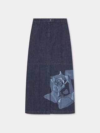 Синяя джинсовая юбка Kenzo с принтом: фото - Invogue