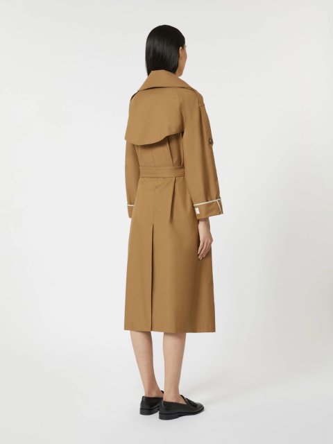 Коричневий плащ MAX MARA з водовідштовхувального твілу: фото 3 - Invogue