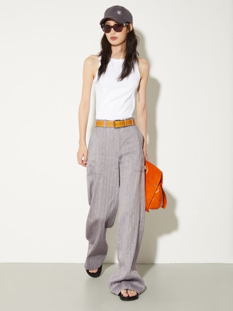 Фиолетовые брюки Max&Co из льна и хлопка: фото 1 - Invogue