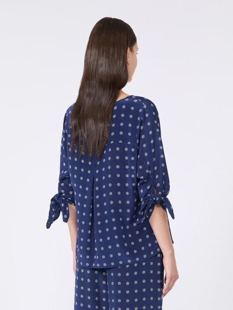 Темно-синяя блуза WEEKEND MAX MARA из чистого шелка: фото 3 - Invogue