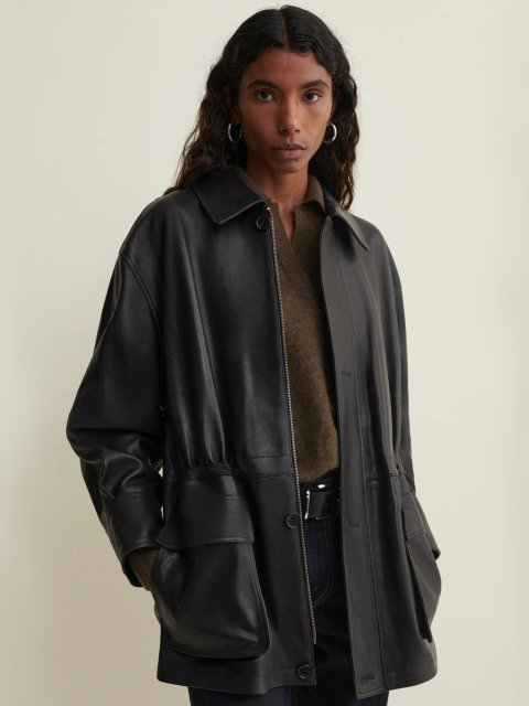 Чорна куртка ARMA зі шкіри: фото 2 - Invogue