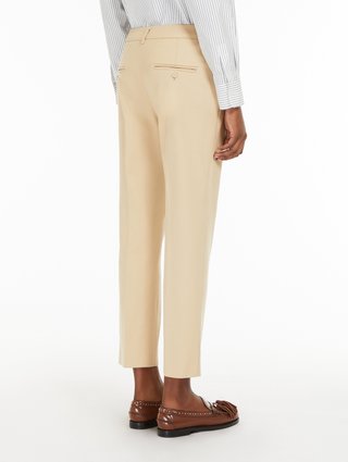 Бежевые брюки Weekend Max Mara из эластичного хлопка: фото 3 - Invogue