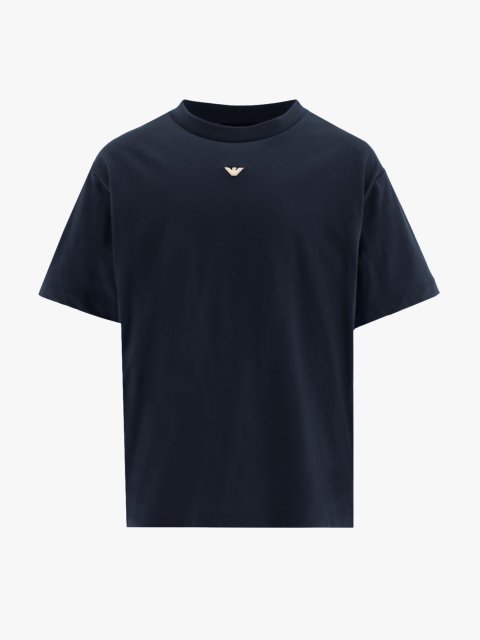 Темно-синя футболка EMPORIO ARMANI KIDS з логотипом: фото - Invogue