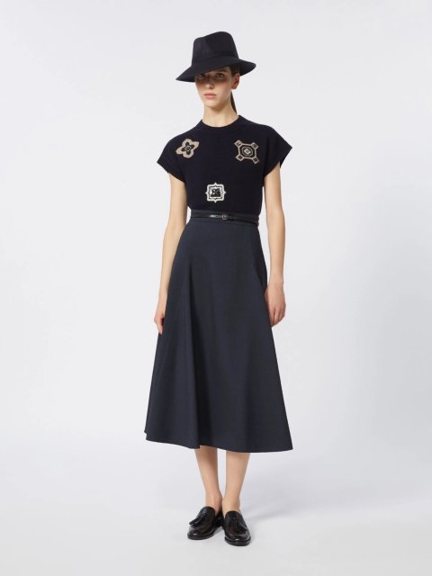 Темно-синя спідниця MAX MARA з суміші вовни: фото 1 - Invogue