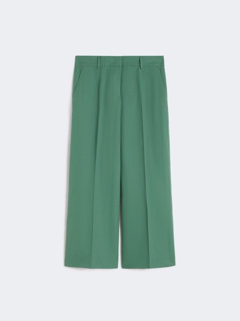 Зелені укорочені брюки Weekend Max Mara з бавовни та льону: фото - Invogue