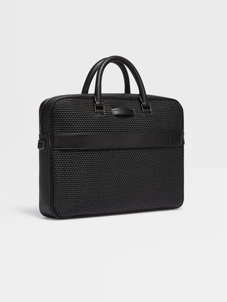Чорна ділова сумка Zegna Edgy зі  шкіри наппа: фото 2 - Invogue