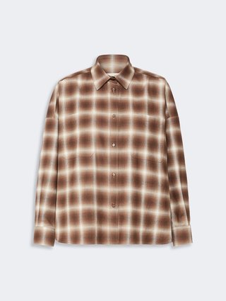 Коричневая рубашка в клетку Weekend Max Mara из хлопка: фото - Invogue