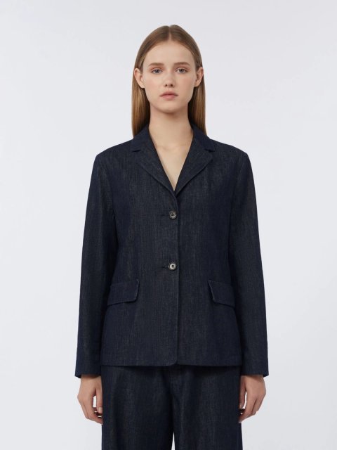 Темно-синій жакет MAX MARA з бавовняного деніму: фото 2 - Invogue