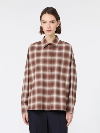 Коричневая рубашка в клетку Weekend Max Mara из хлопка: фото 1 - Invogue