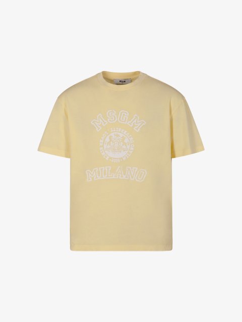 Жёлтая футболка MSGM из хлопка: фото - Invogue
