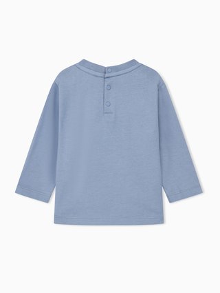 Блакитна футболка Emporio Armani з принтом з бавовни: фото 1 - Invogue