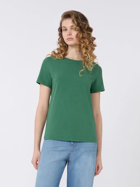 Зелена футболка Weekend Max Mara з бавовни та еластану: фото 2 - Invogue