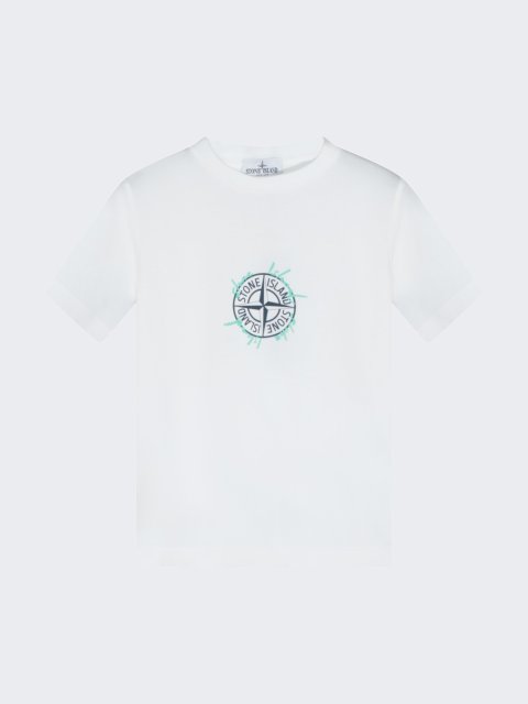 Біла футболка Stone Island з бавовни з логотипом: фото - Invogue