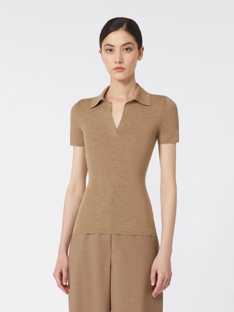 Бежевое поло MAX MARA из шерсти: фото 2 - Invogue