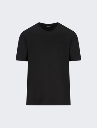 Чёрная футболка Zegna из хлопка пике: фото - Invogue