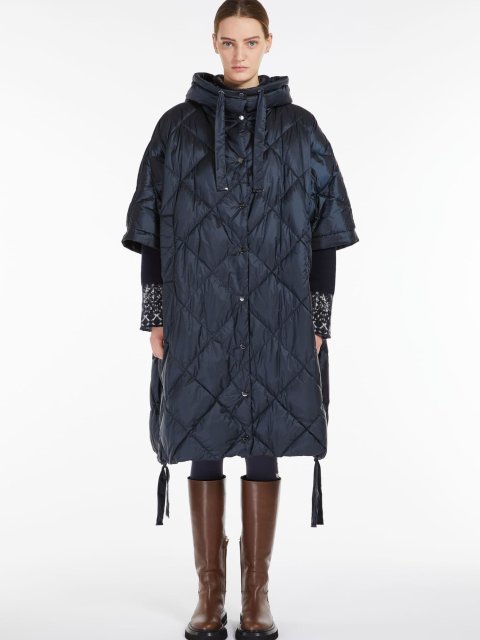 Темно-синее пончо MAX MARA с капюшоном: фото 1 - Invogue