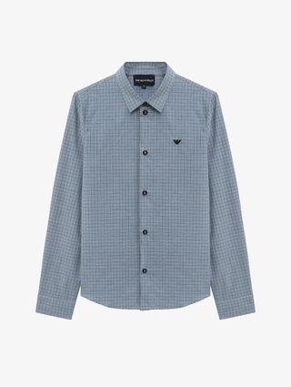Блакитна картата сорочка Emporio Armani з бавовни: фото - Invogue
