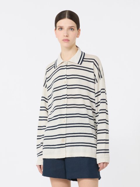 Білий кардиган Max Mara з льону вільного крою: фото 2 - Invogue