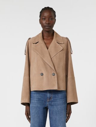 Коричнева куртка WEEKEND MAX MARA замшева: фото 2 - Invogue