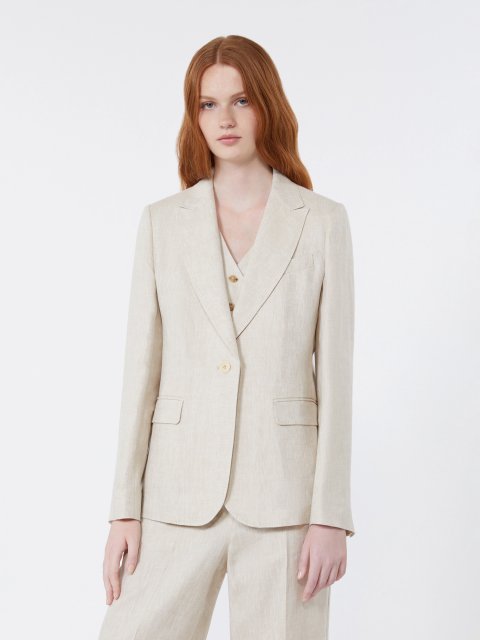 Кремовий жакет Weekend Max Mara з льону: фото 2 - Invogue