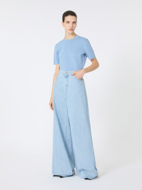 Блакитний светр MAX MARA з віскозної креп-пряжі: фото 1 - Invogue