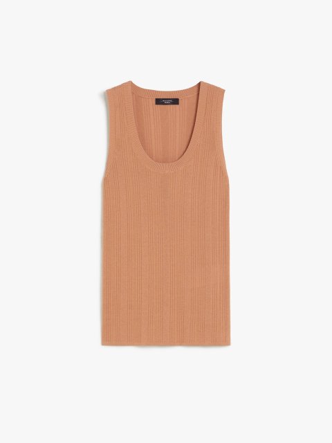 Бежевий топ Weekend Max Mara з віскозної пряжі: фото - Invogue