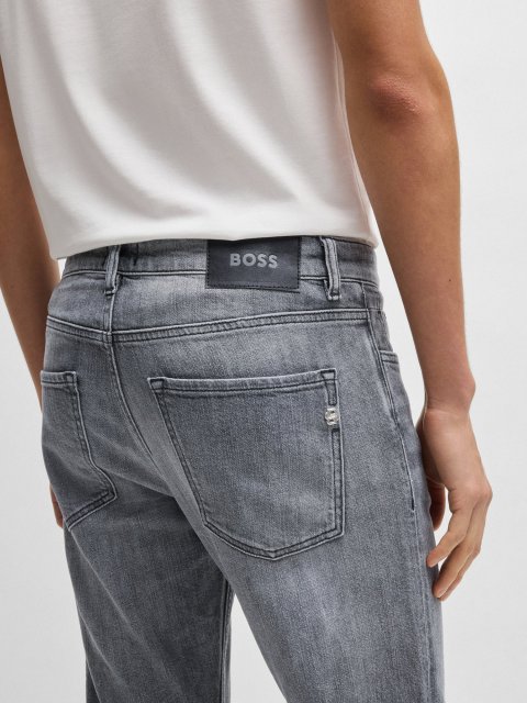 Серые джинсы Boss хлопчатобумажные: фото 5 - Invogue