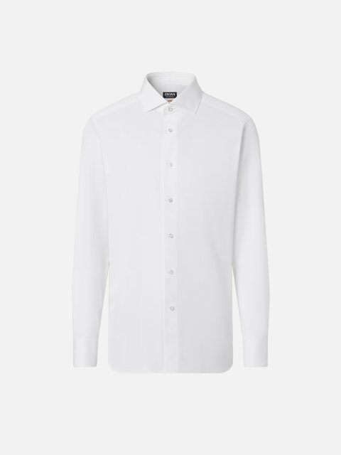 Біла сорочка у тонку смужку Zegna з бавовни: фото - Invogue