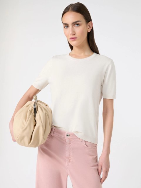 Кремовий светр Weekend Max Mara з шовку та бавовни: фото 4 - Invogue