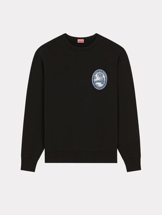 Черный свитер KENZO с длинным рукавом из хлопка: фото - Invogue