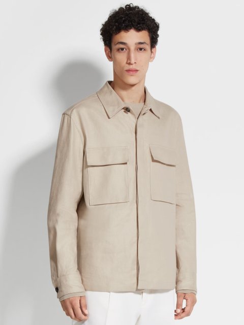 Светло-бежевая рубашка ZEGNA с накладными карманами: фото 1 - Invogue