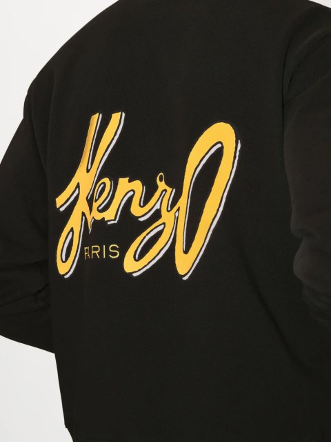 Черное худи KENZO на флисе с логотипом KENZO Archive: фото 4 - Invogue