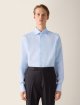 Синя сорочка Zegna у тонку смужку з бавовни: фото 1 - Invogue