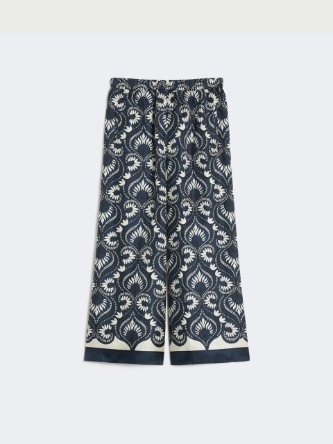 Темно-синие брюки WEEKEND MAX MARA из чистого шелка: фото - Invogue