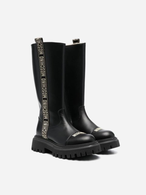 Чорні чоботи MOSCHINO зі шкіри: фото 1 - Invogue
