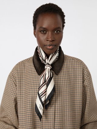 Шоколадный платок с принтом Weekend Max Mara из шелка: фото 1 - Invogue
