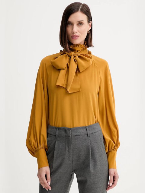 Сорочка кольору охри WEEKEND MAX MARA з шовку: фото - Invogue