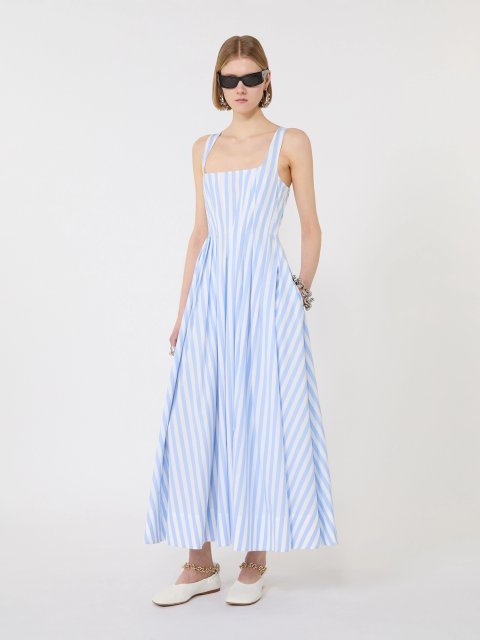 Світло-блакитна в смужку сукня Max Mara з бавовни: фото 3 - Invogue