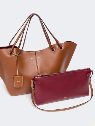 Светло-коричневая сумка Max Mara из кожи наппа: фото 3 - Invogue