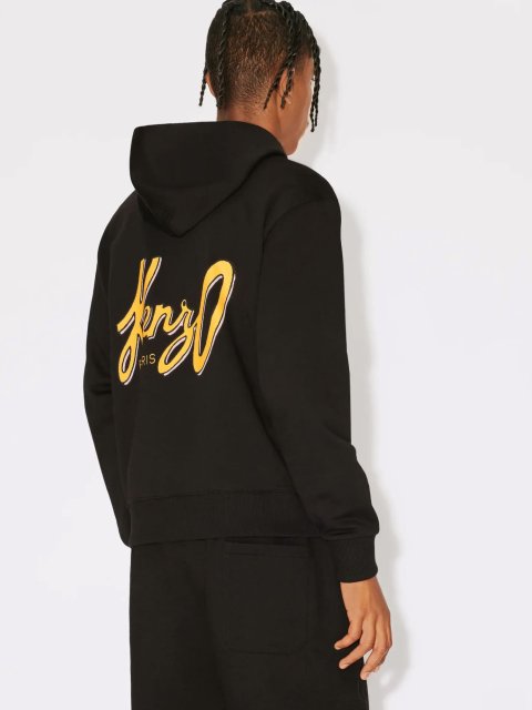 Черное худи KENZO на флисе с логотипом KENZO Archive: фото 2 - Invogue